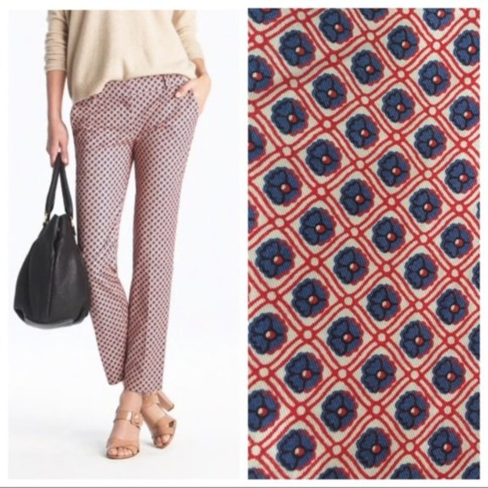J Crew Cafe Capri Floral Foulard Print Pants
